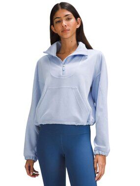Lululemon Brushed Softstreme Ribbed Half Zip size 0 XS cropped sweatshirt Blue